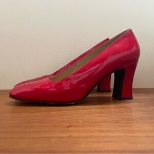 Red patent leather Stuart Weitzman heel shoes